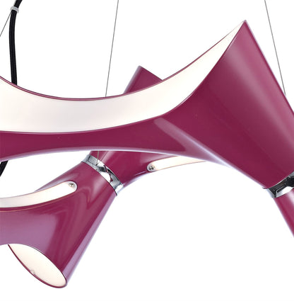 Mantra Ora 80cm Pendant 8 Twisted Round Light E27, Gloss Purple/White Acrylic/Polished Chrome, CFL Lamps INCLUDED