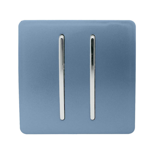 Trendi 2 Gang 3 Way Intermediate Artistic Modern Glossy 10 Amp Rocker Light Switch Sky