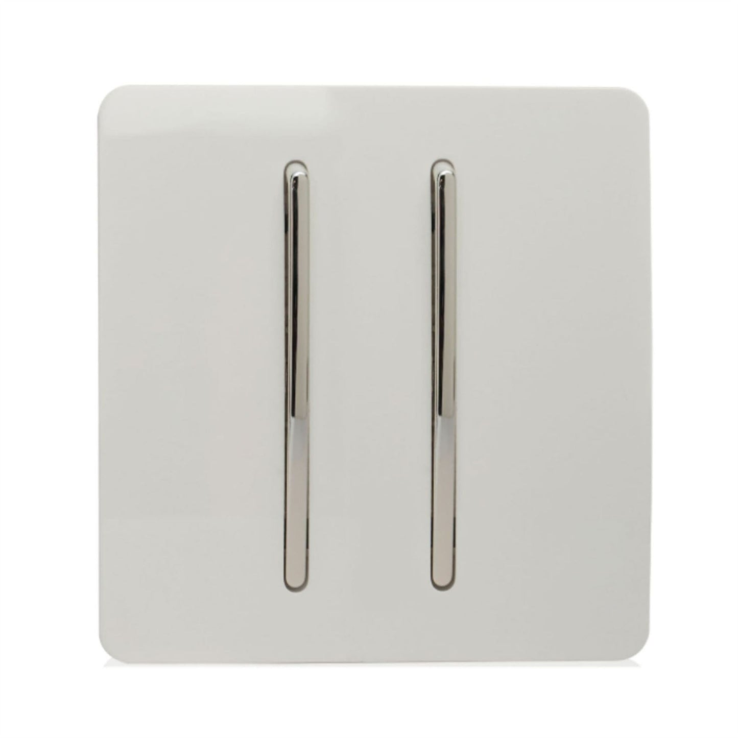 Trendi 2 Gang 2 Way Artistic Modern 10 Amp Rocker Light Switch White ART-SS4WH