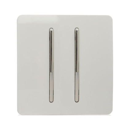 Trendi 2 Gang 2 Way Artistic Modern 10 Amp Rocker Light Switch White ART-SS4WH
