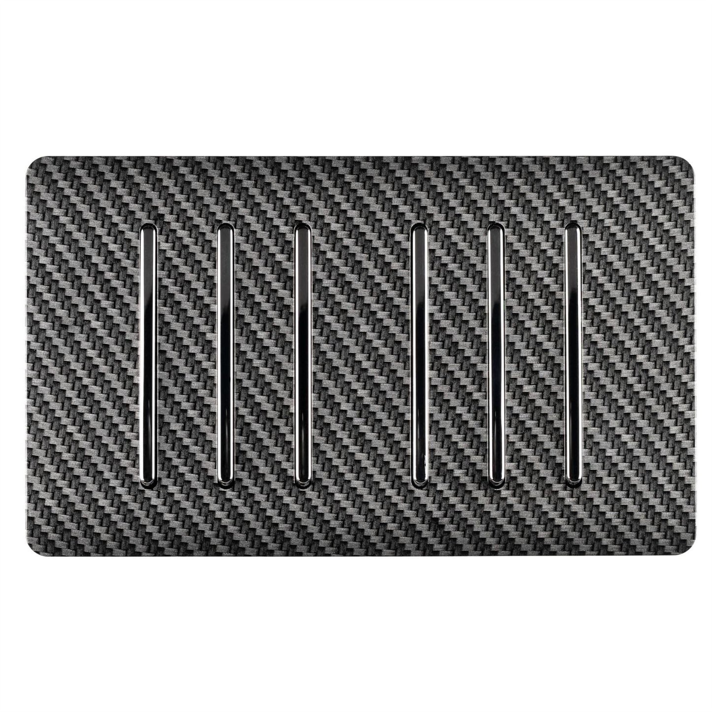 Trendi Switch 6 Gang 1 or 2 Way Modern Designer Light Switch in Carbon Fibre