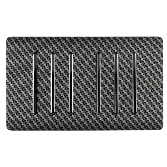 Trendi Switch 6 Gang 1 or 2 Way Modern Designer Light Switch in Carbon Fibre