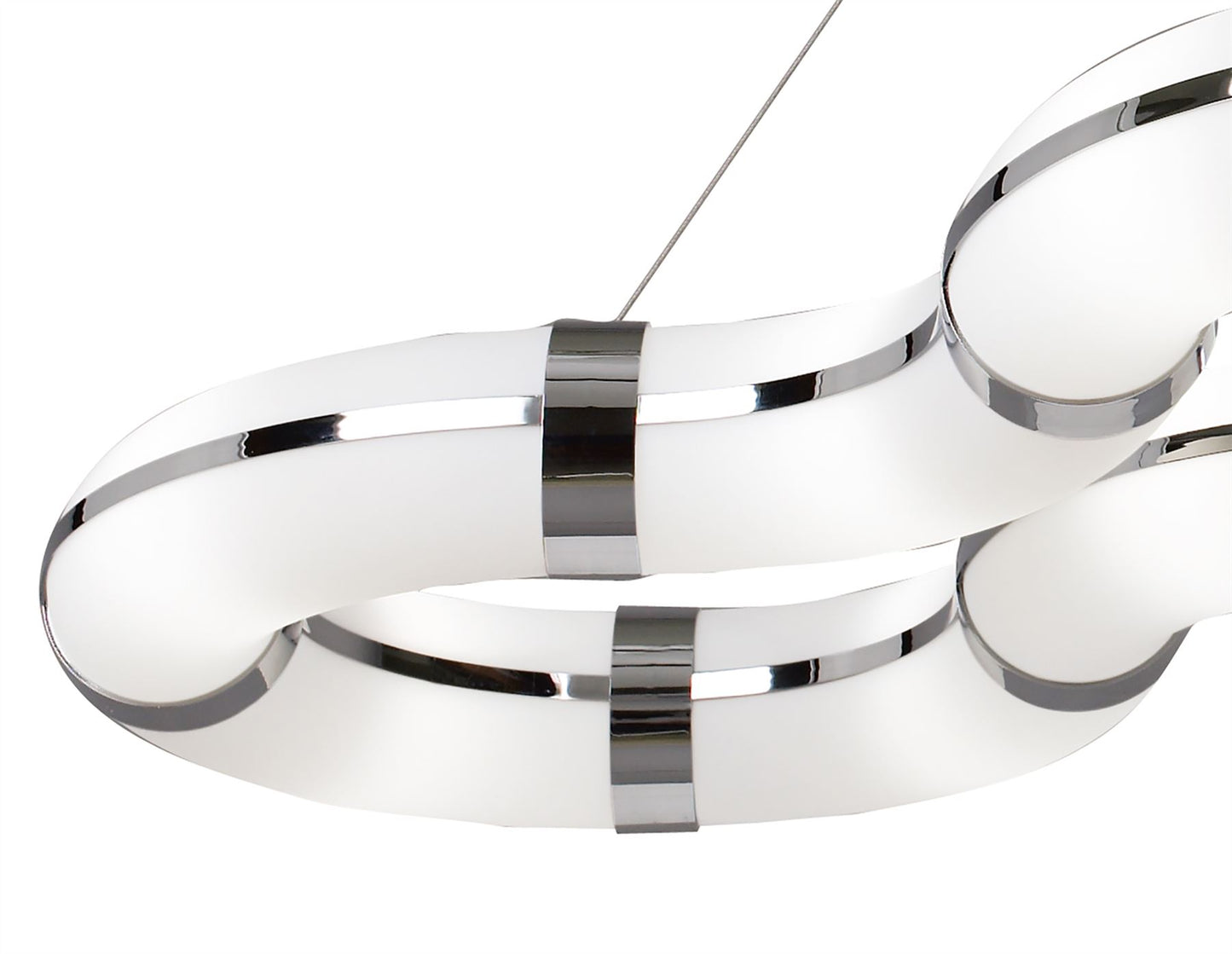 Mantra Guss Rectangular Pendant E27 12 Light E27 Curved Bar, Polished Chrome/White Acrylic, CFL Lamps INCLUDED