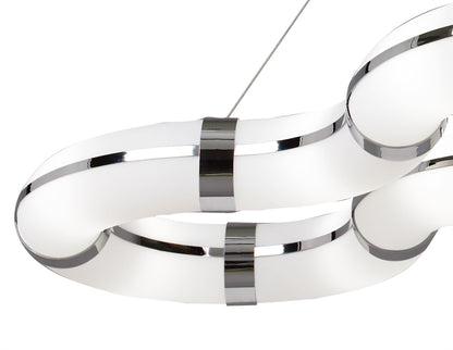 Mantra Guss Rectangular Pendant E27 12 Light E27 Curved Bar, Polished Chrome/White Acrylic, CFL Lamps INCLUDED