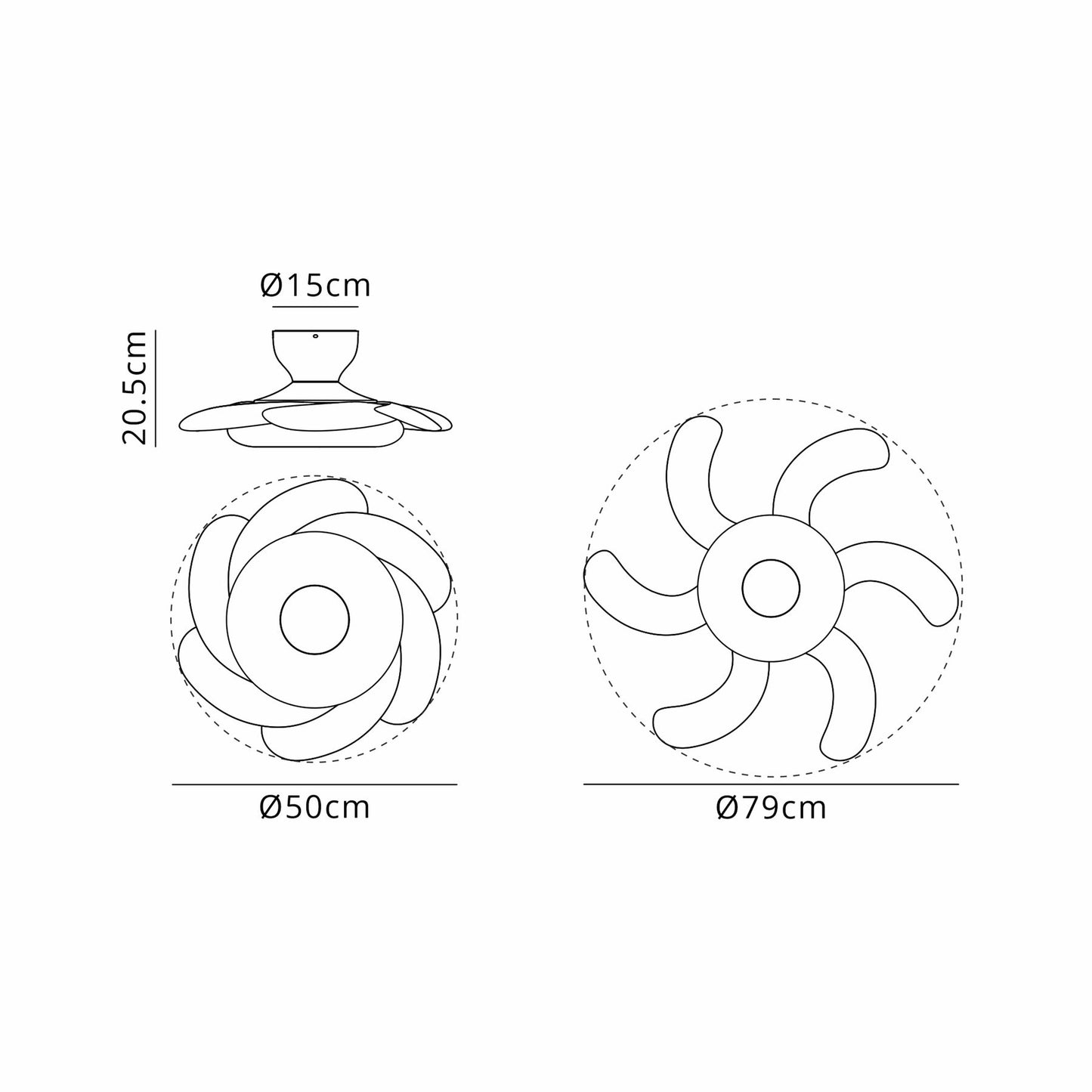 Flowers 50cm 24W LED Dimmable Ceiling Light With Built-In 25W DC Reversible Fan, Remote Control 2700-5000K, 2900lm, White/Wood