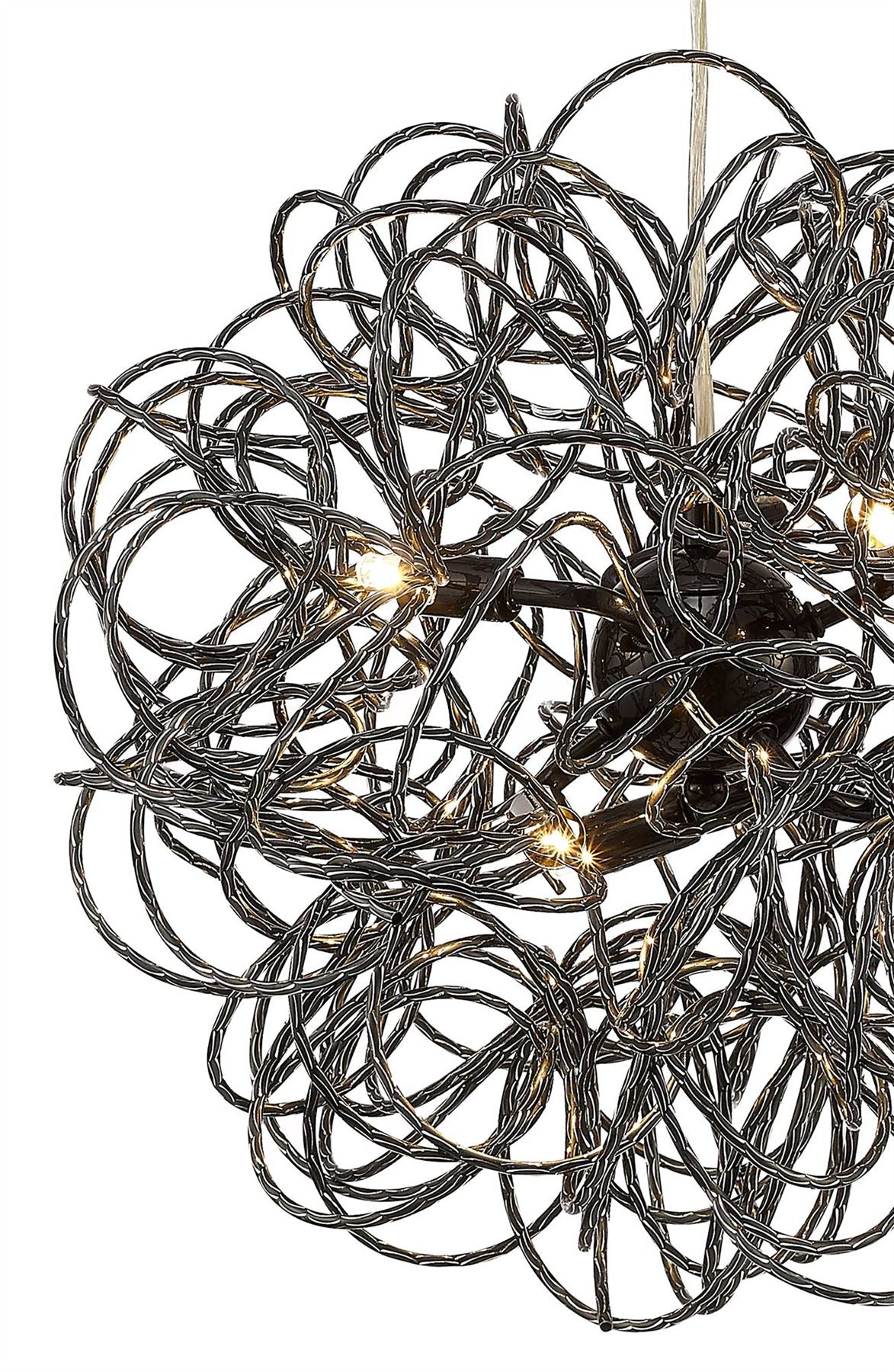Deco Cassidy Pendant Round Interwinding Aluminium 6 Light G9 Black