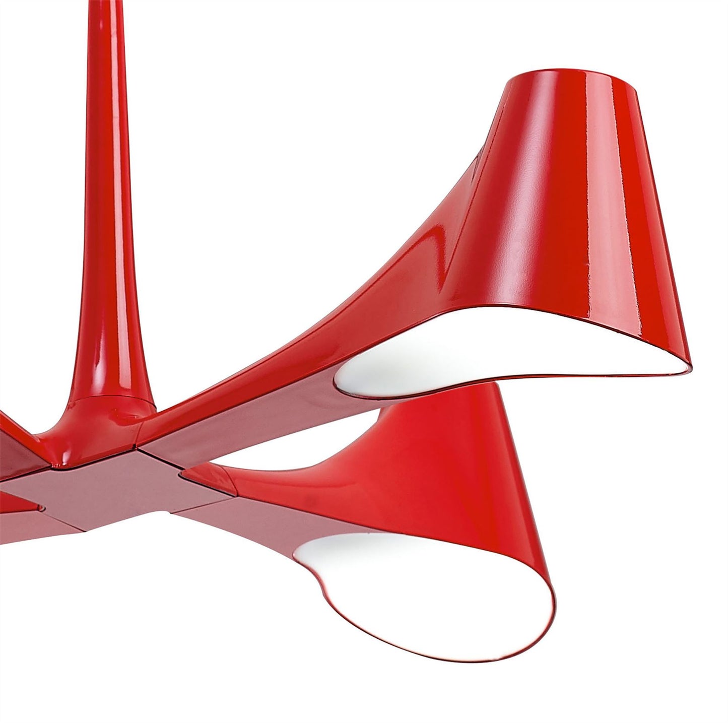 Mantra Ora 72cm Telescopic Convertible To Semi Flush 4 Light E27, Gloss Red/White Acrylic/Polished Chrome, CFL Lamps INCLUDED