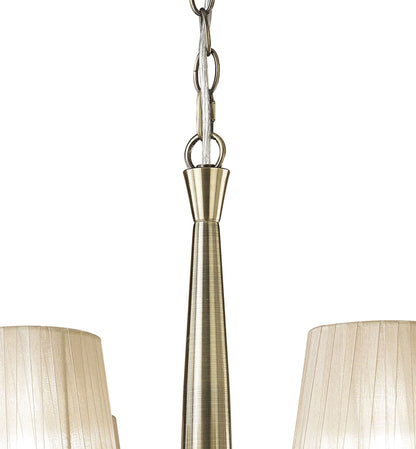 Mantra M3871 Tiffany Pendant 6+6 Light E14+G9, Antique Brass with Soft Bronze Shades & Clear Crystal
