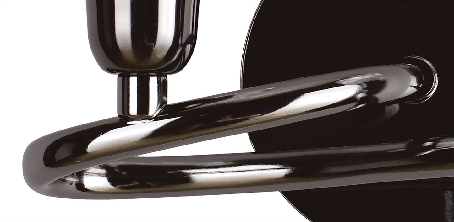 Mantra Amel Wall Light Switched 2 Light L1/SGU10, Black Chrome, CFL Lamps INCLUDED