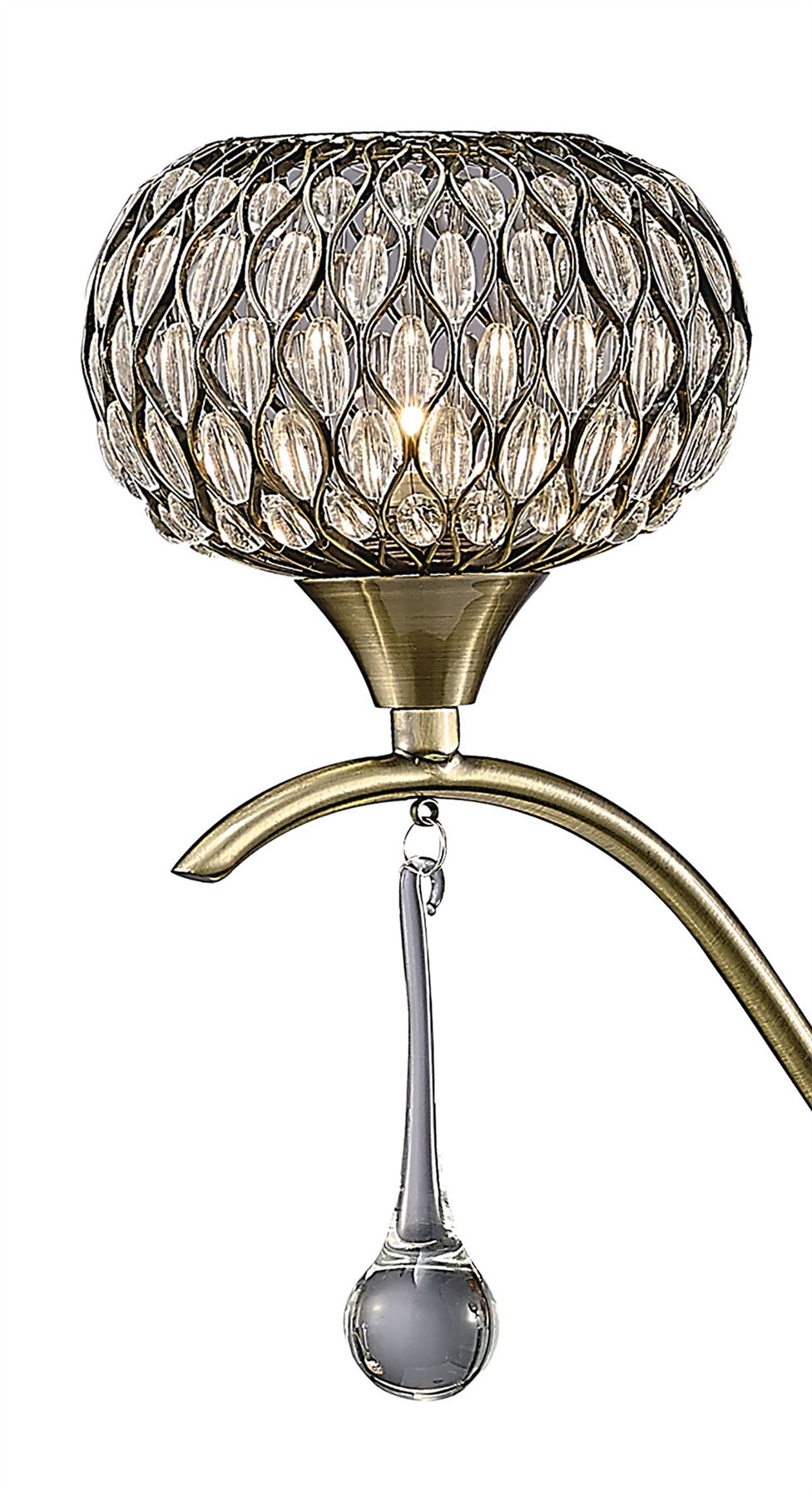 Diyas Chelsie 56cm  3 Light G9 Antique Brass/Clear Beaded Glass Ceiling Pendant Light Fitting