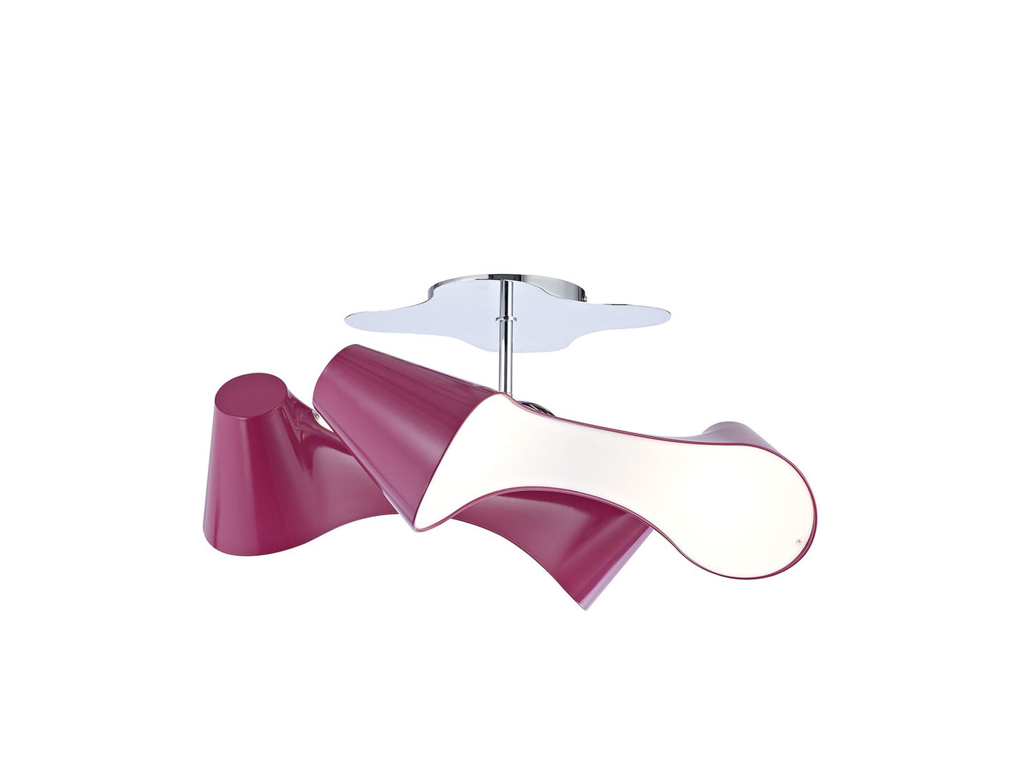 Mantra Ora Rectangular Ceiling 2 Arm 4 Light E27, Gloss Purple/White Acrylic/Polished Chrome, CFL Lamps INCLUDED