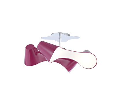 Mantra Ora Rectangular Ceiling 2 Arm 4 Light E27, Gloss Purple/White Acrylic/Polished Chrome, CFL Lamps INCLUDED