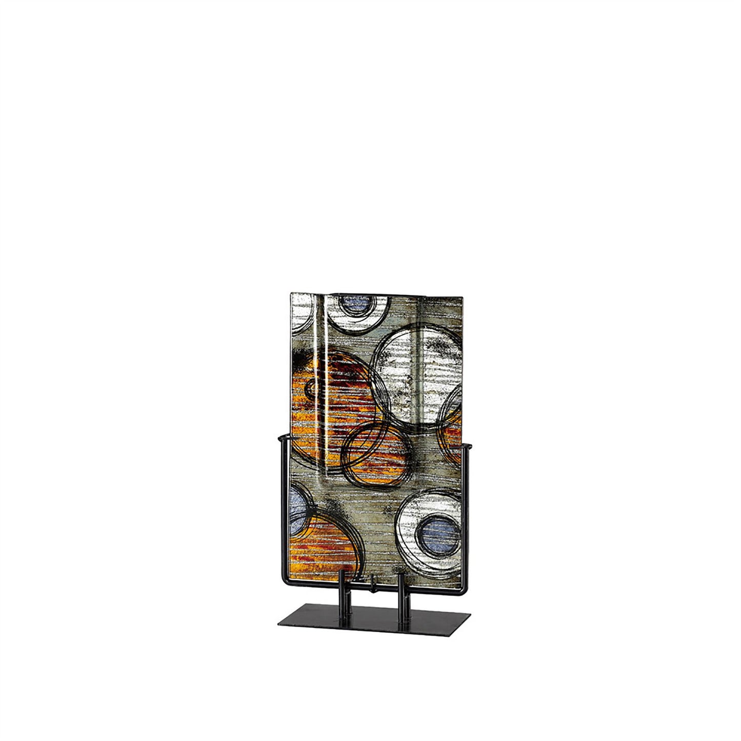Diyas Home (DH) Ambre Glass Art Vase with Stand Red/Orange/Multi-Colour Glitter