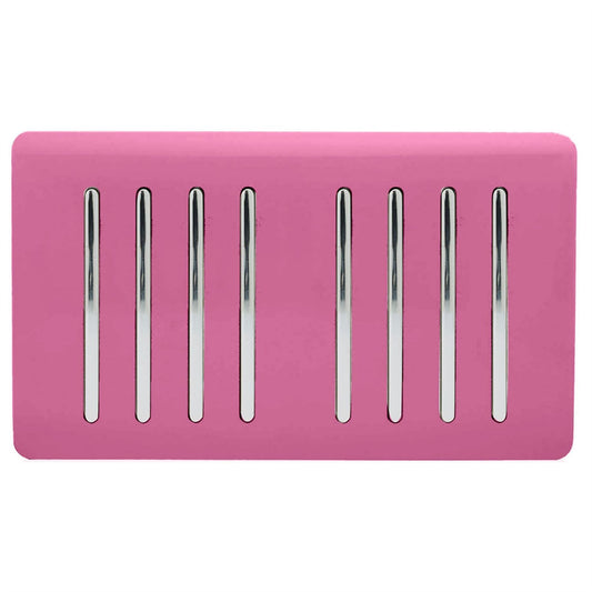 Trendi Artistic Modern Glossy 8 Gang 2 Way Rocker  Double Plate Tactile Light Switch Pink