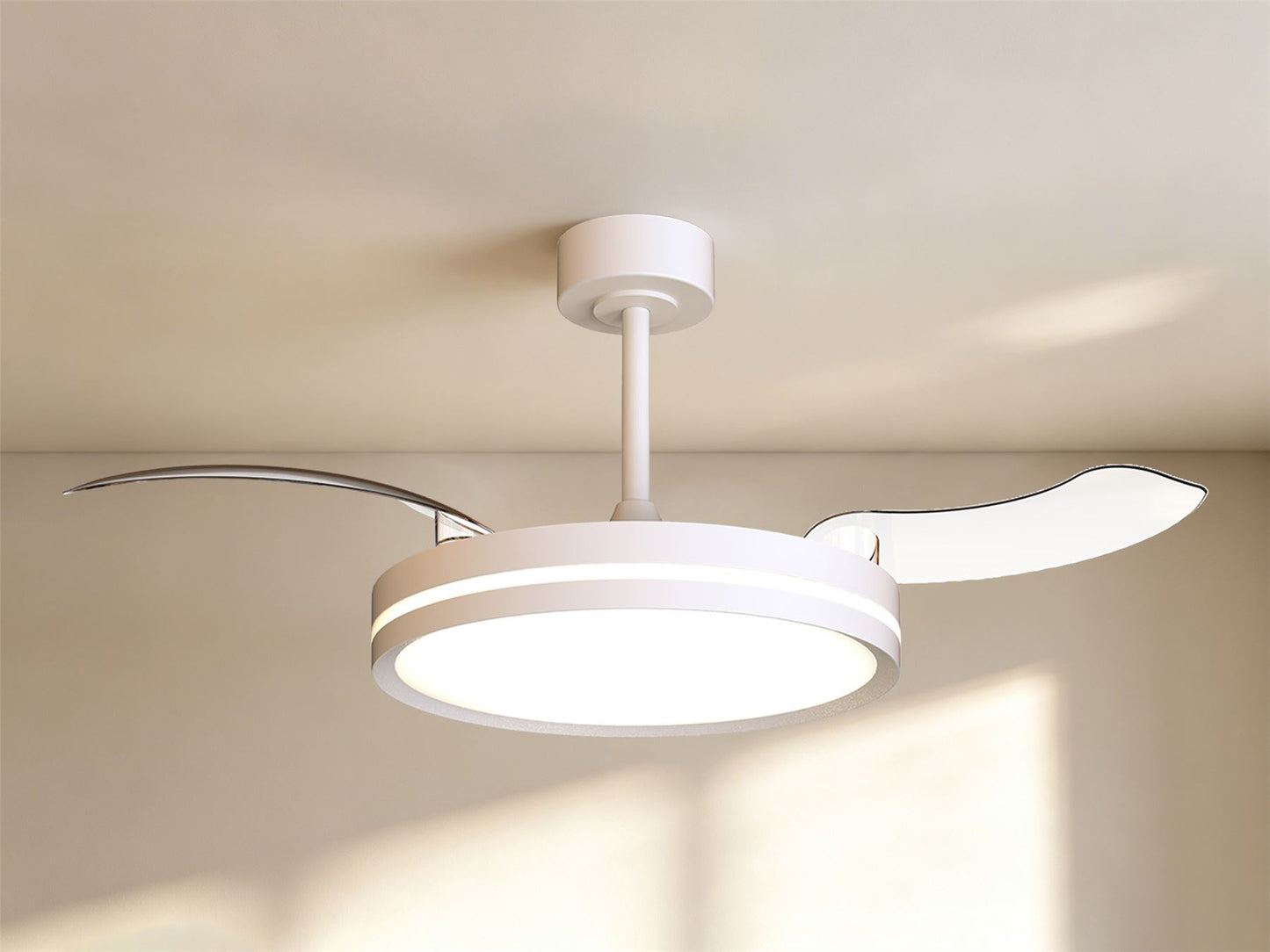 Villena M 49cm 36W LED Dimmable Ceiling Light With Built-In 28W DC Fan, 3000-5000K Remote Control, 5710lm, White, 5yrs Warranty