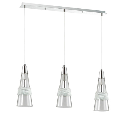 Diyas Emilia  3 Light E14 Linear Polished Chrome/Crystal Ceiling Pendant Light Fitting