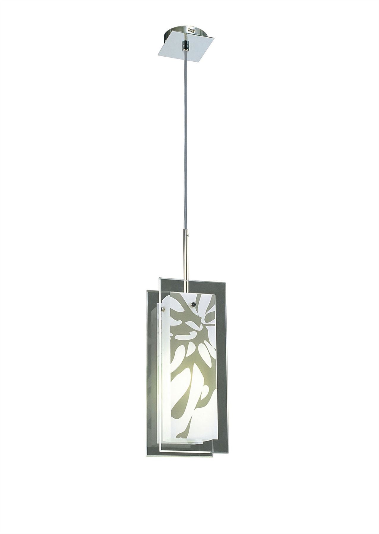 Mantra Euphoria Pendant 1 Light L1/SGU10, Polished Chrome/Opal White Glass, CFL Lamps INCLUDED