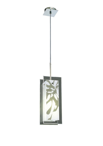 Mantra Euphoria Pendant 1 Light L1/SGU10, Polished Chrome/Opal White Glass, CFL Lamps INCLUDED