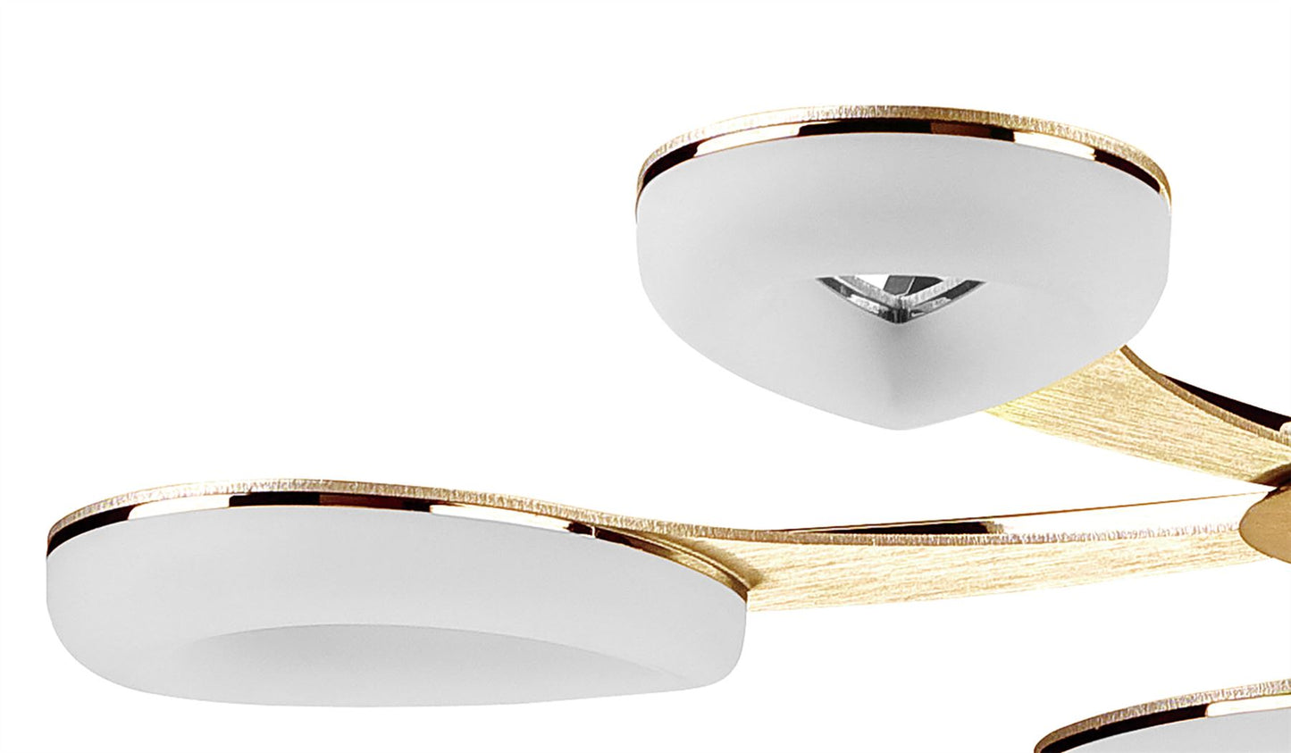 Mantra Fusion Juno 65cm Telescopic 5 Light 30W LED 3000K, 2700lm, Satin Gold/Frosted Acrylic/Gold, 3yrs Warranty