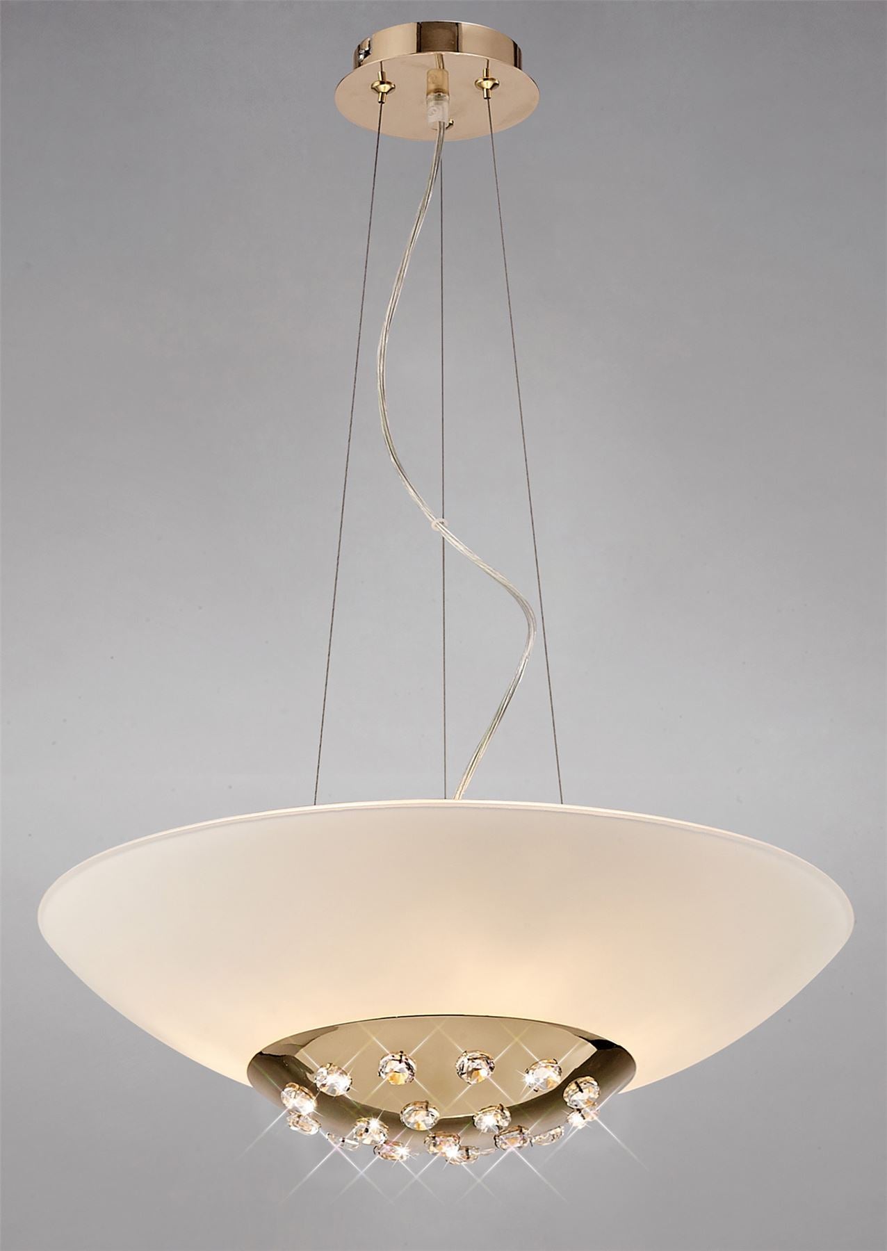 Diyas Amada 45cm  6 Light G9, French Gold/Opal White Glass Ceiling Pendant Light Fitting