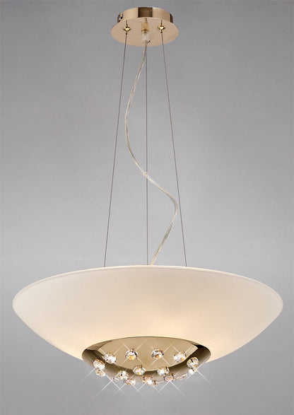 Diyas Amada 45cm  6 Light G9, French Gold/Opal White Glass Ceiling Pendant Light Fitting