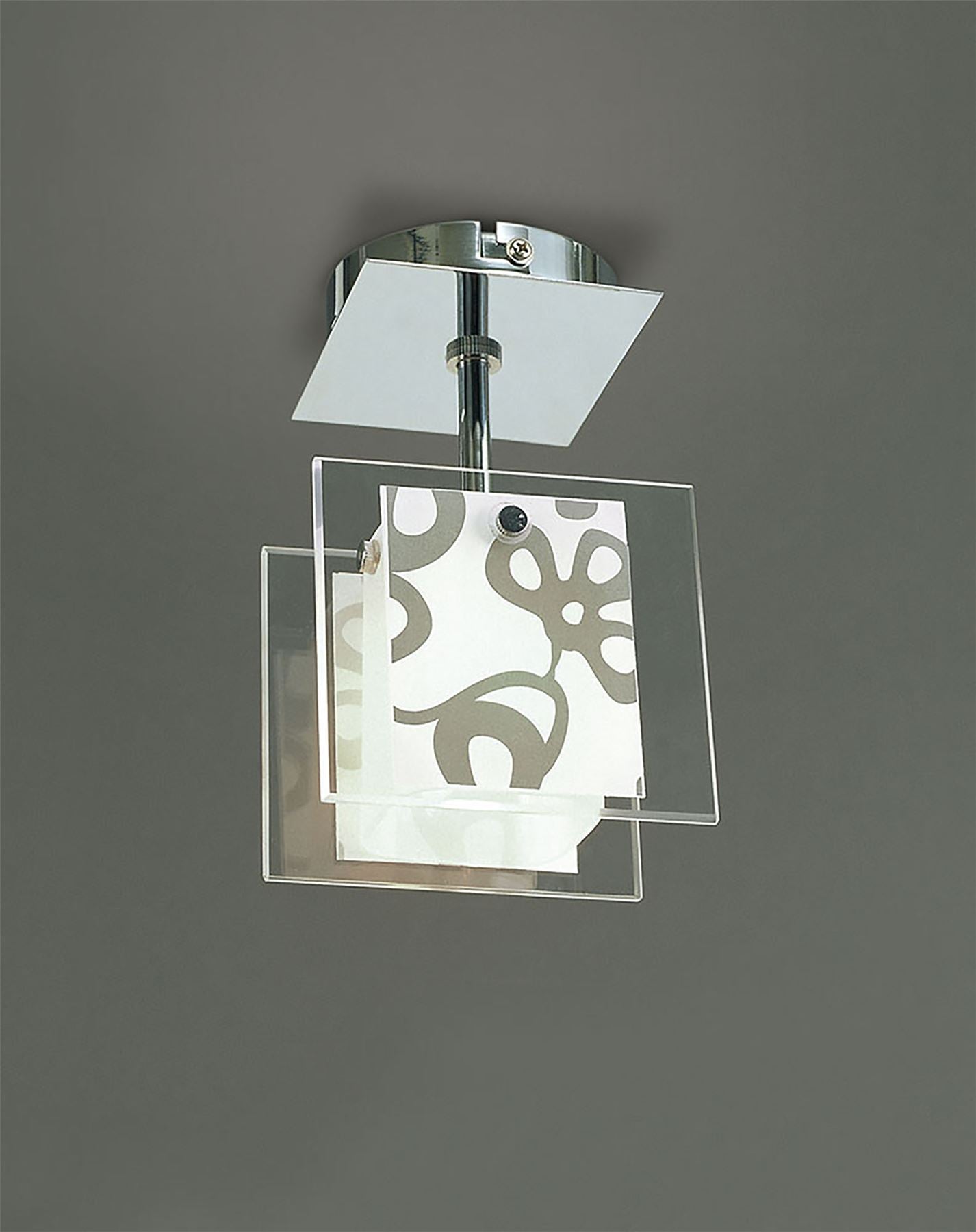 Mantra Euphoria Ceiling 1 Light L1/SGU10, Polished Chrome/Opal White Glass, CFL Lamps INCLUDED
