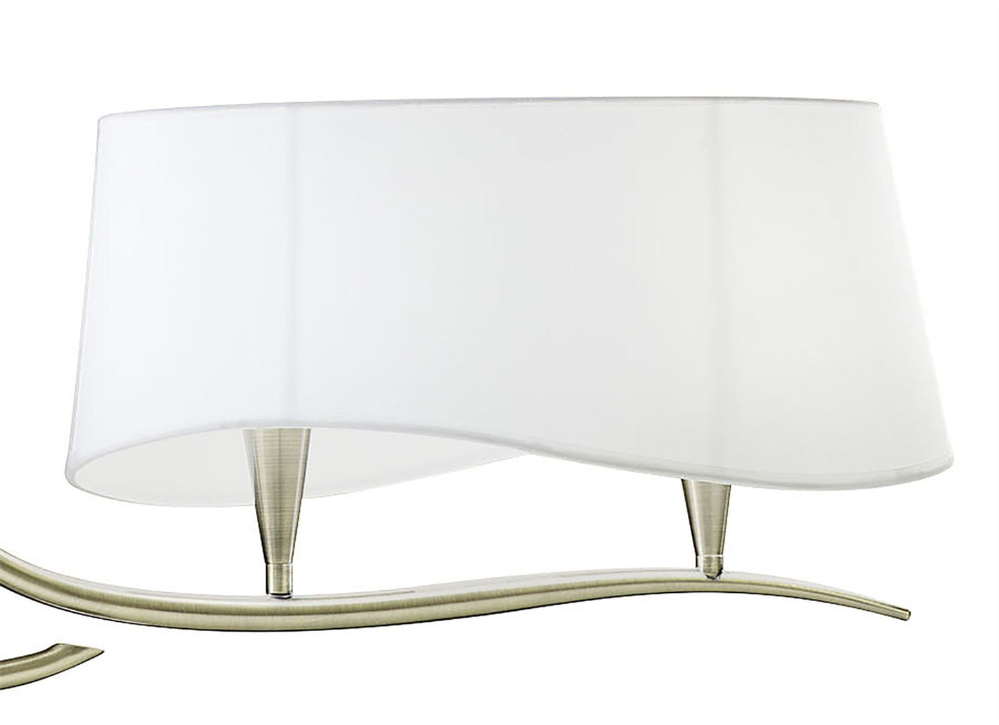 Mantra Ninette Linear Pendant 2 Arm 4 Light E14, Antique Brass with Ivory White Shades