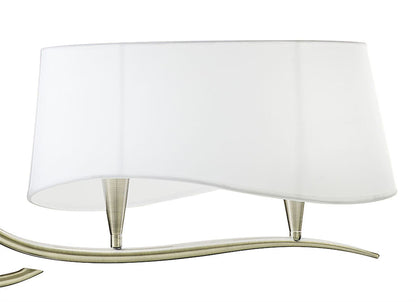 Mantra Ninette Linear Pendant 2 Arm 4 Light E14, Antique Brass with Ivory White Shades