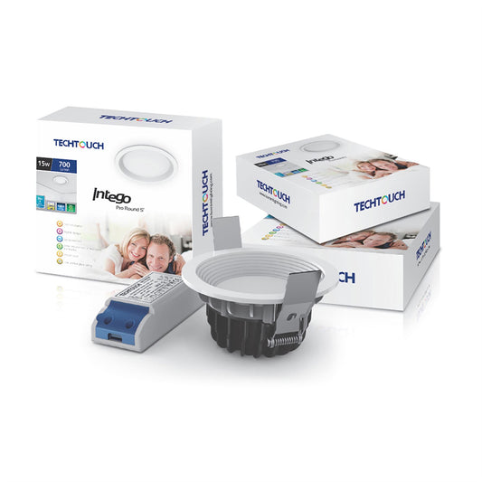 Techtouch Intego Pro Round Small 15W Warm White 700lm, Cut Out: 85mm, 3yrs Warranty Recessed