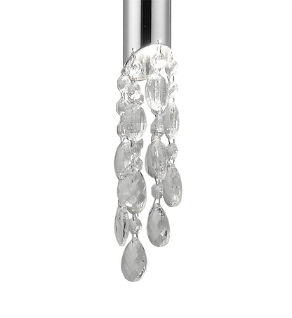 Mantra M3861 Tiffany Pendant 1+1 Light E27+G9, Polished Chrome with White Shade & Clear Crystal