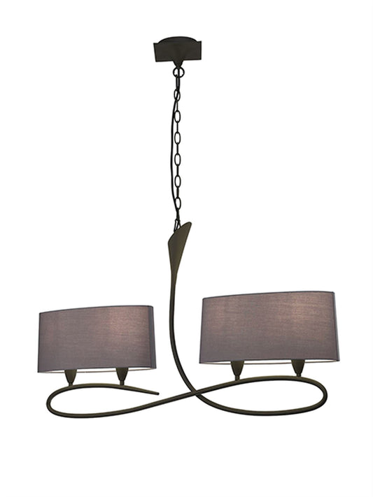 Mantra M3680 Lua Linear Pendant 2 Arm 4 Light E27, Ash Grey with Ash Grey Shades