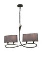 Mantra M3680 Lua Linear Pendant 2 Arm 4 Light E27, Ash Grey with Ash Grey Shades