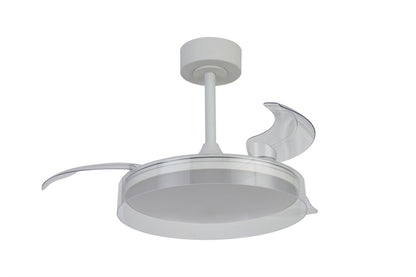 Glass Fan 44cm 36W LED Dimmable Ceiling Light With Built-In 25W DC Fan, 3000-5000K Remote Control, 5710lm, White/Clear, 5yrs Warranty