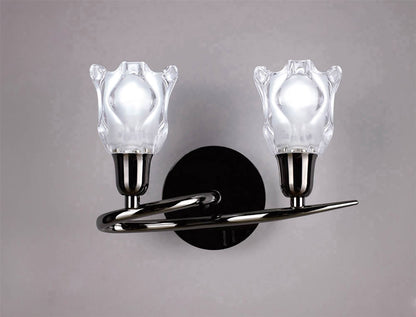 Mantra Amel Wall Light Switched 2 Light L1/SGU10, Black Chrome, CFL Lamps INCLUDED