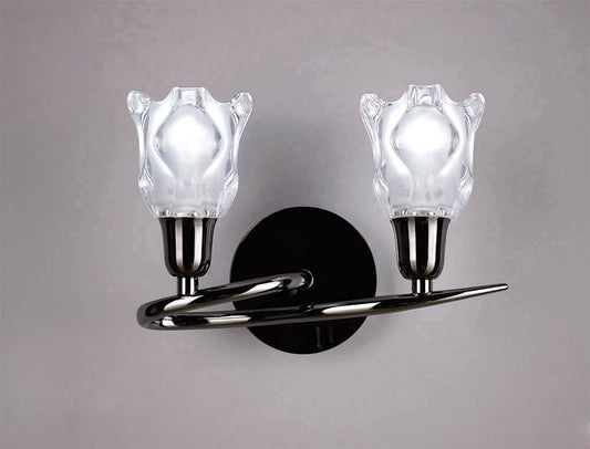 Mantra Amel Wall Light Switched 2 Light L1/SGU10, Black Chrome, CFL Lamps INCLUDED