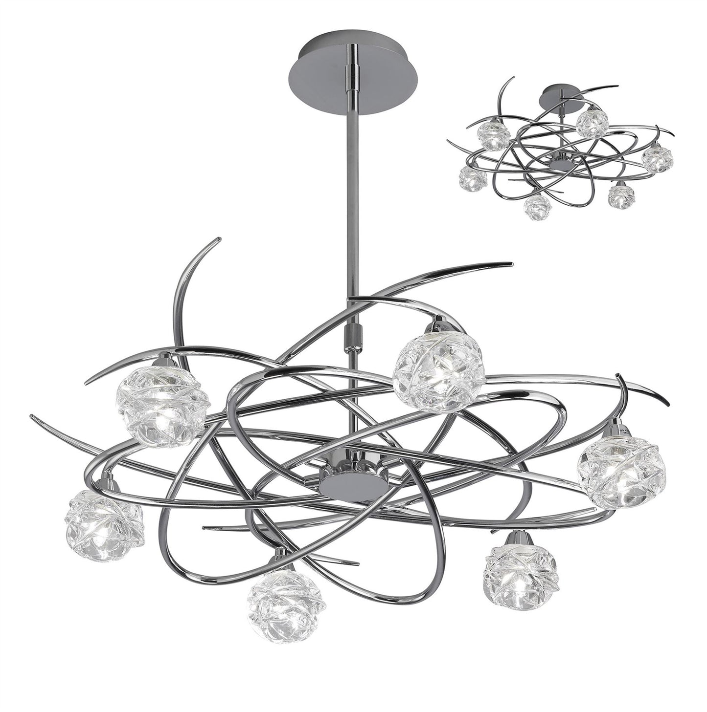 Mantra M3942 Maremagnum Telescopic Semi Flush Convertible 6 Light G9, Polished Chrome