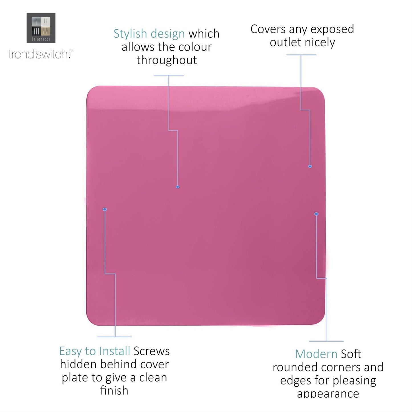 Trendi Artistic Modern Glossy Tactile Single Blanking Plate Pink