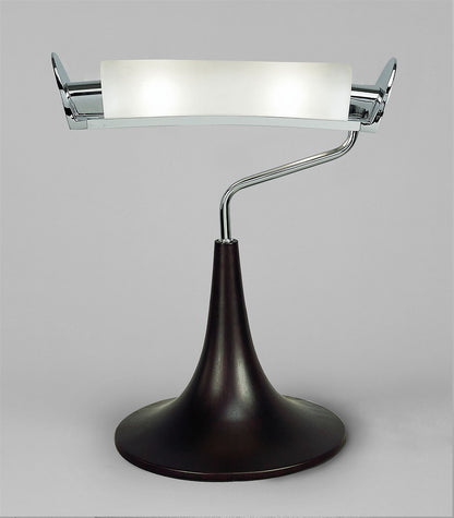 Mantra Zira Table Lamp 2 Light G9, Polished Chrome/Frosted White Glass/Wenge