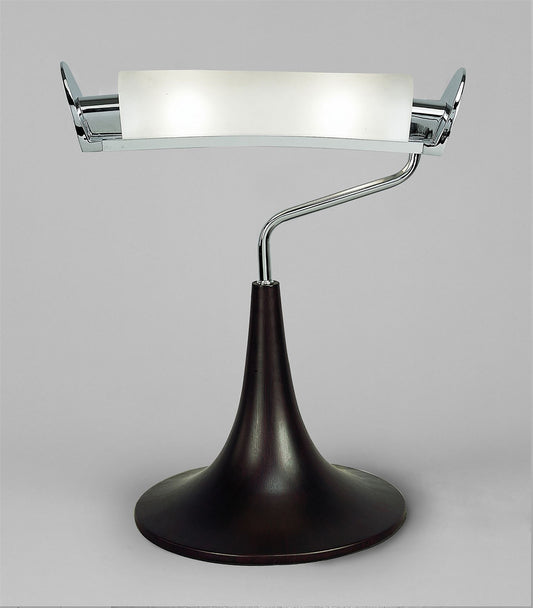 Mantra Zira Table Lamp 2 Light G9, Polished Chrome/Frosted White Glass/Wenge