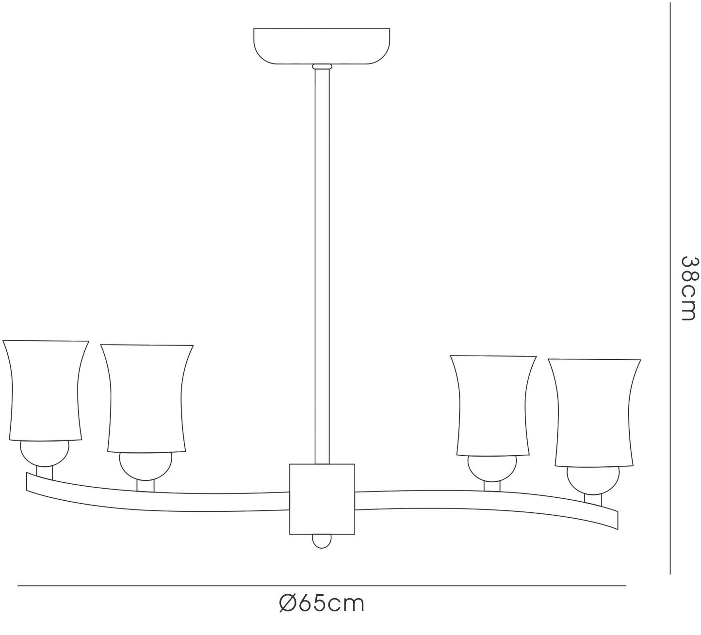 Diyas Toscano 65cm Semi Flush 4 Light G9 White/French Gold/Frosted Glass