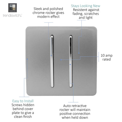 Trendi Artistic Modern Glossy Tactile Auto Retractive 2 Door Bell Switch Light Grey