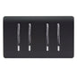Trendi 4 Gang (2 Way & 2xIntermediate) Glossy 10 Amp Rocker Light Switch Matt Black