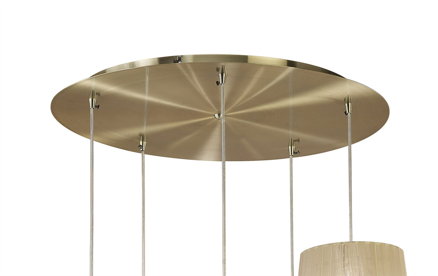Mantra M3877 Tiffany Pendant 5+5 Light E27+G9 Spiral, Antique Brass with Soft Bronze Shades & Clear Crystal