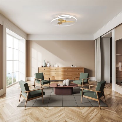 Ocean 78cm 60W LED Dimmable Ceiling Light With Built-In 35W DC Reversible Fan, Wood, 4200lm, 5yrs Warranty