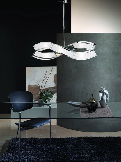 Mantra Duna GU10 Rectangular Pendant 2 Arm 6 Light L1/SGU10, Polished Chrome/White Acrylic, CFL Lamps INCLUDED