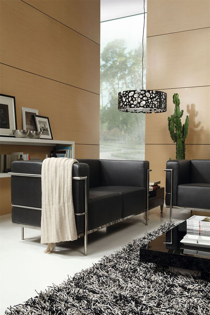 Mantra Lupin 60cm Pendant 4 Light E27, Gloss Black/White Acrylic/Polished Chrome, CFL Lamps INCLUDED