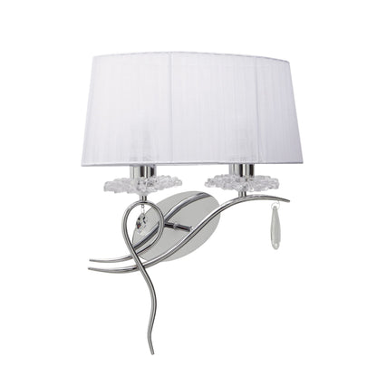 Mantra M5276 Louise Wall Light Right 2 Light E27 with White Shade Polished Chrome/Clear Crystal