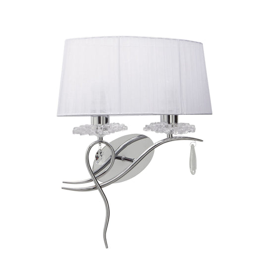Mantra M5276 Louise Wall Light Right 2 Light E27 with White Shade Polished Chrome/Clear Crystal