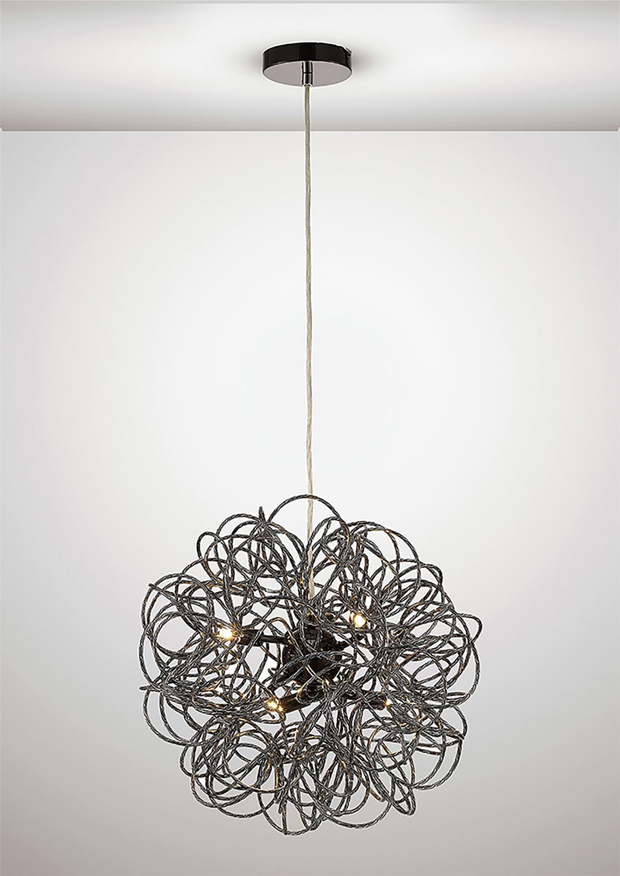 Deco Cassidy Pendant Round Interwinding Aluminium 6 Light G9 Black