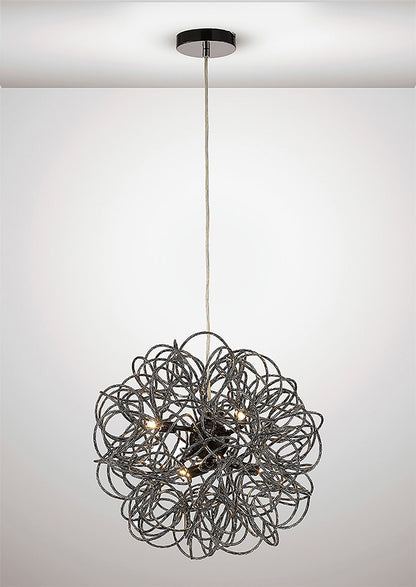 Deco Cassidy Pendant Round Interwinding Aluminium 6 Light G9 Black